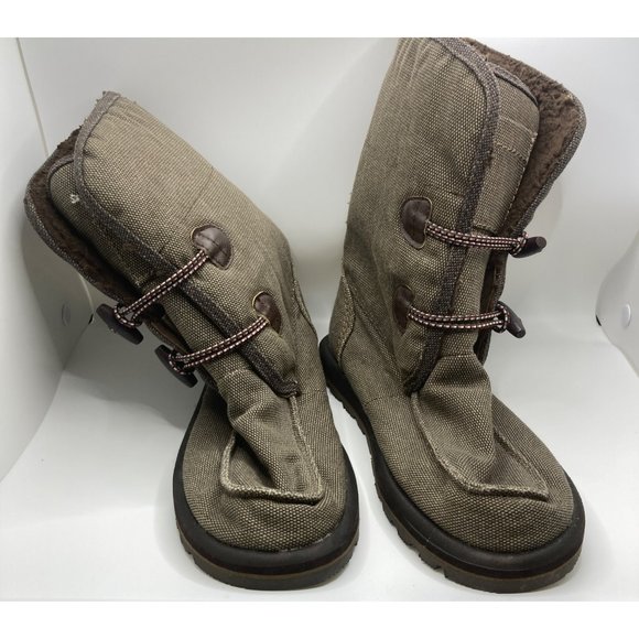 Sanuk flurry boot toggle canvas brown tan bootie 6 - Picture 1 of 9